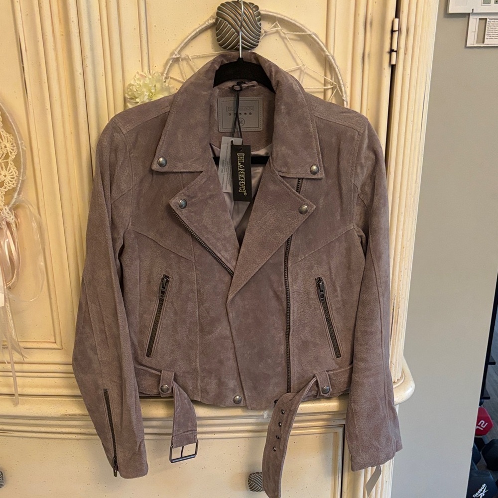 Blank NYC Women's Suede Biker Jacket - Taupe